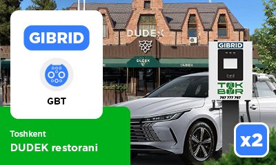 There are 2 TOKBOR GIBRID GBT charging stations were installed in the parking lot of the restaurant "DUDEK"