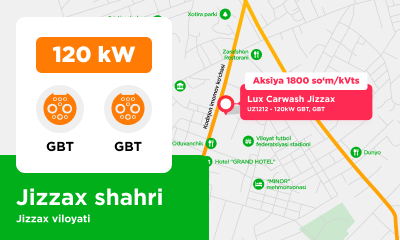 New TOKBOR location uz1212 Lux Carwash Jizzax