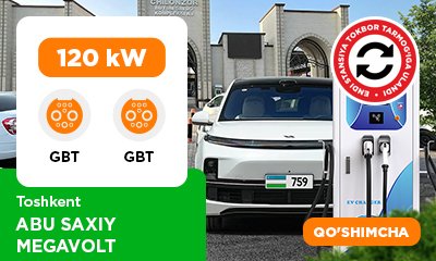 A 120 kW GBT/GBT charging station was installed at the Abu Saxiy Megavolt parking lot.