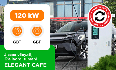 A 120 kW GBT/GBT charging station has been installed at the Elegant Cafe parking lot.