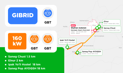 Наманган вилояти Чуст шаҳридаги Shafran ресторан автотураргоҳида 160 кВт GBT/ГGBT ва GIBRID GBT